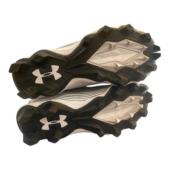 Under Armour Baseball Soccer Cleats Size 13K White Black Ankle Lace Up Sneaker - Picture 6 of 12